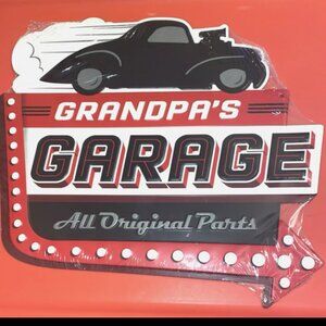 Grandpa's Grarage All Original Parts Embossed Metal Sign 13 in. x 12 in.